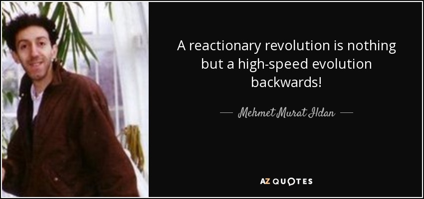 A reactionary revolution is nothing but a high-speed evolution backwards! - Mehmet Murat Ildan