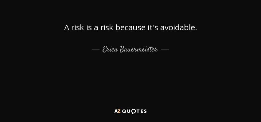 A risk is a risk because it's avoidable. - Erica Bauermeister