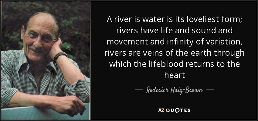 A river is water is its loveliest form; rivers have life and sound and movement and infinity of variation, rivers are veins of the earth through which the lifeblood returns to the heart - Roderick Haig-Brown