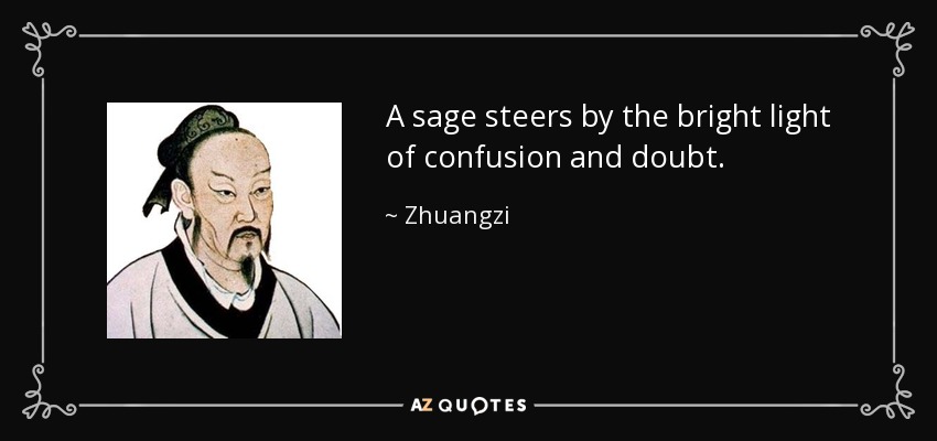 A sage steers by the bright light of confusion and doubt. - Zhuangzi