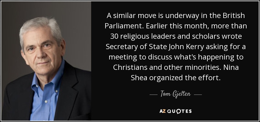 A similar move is underway in the British Parliament. Earlier this month, more than 30 religious leaders and scholars wrote Secretary of State John Kerry asking for a meeting to discuss what's happening to Christians and other minorities. Nina Shea organized the effort. - Tom Gjelten