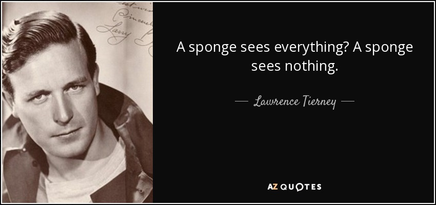 A sponge sees everything? A sponge sees nothing. - Lawrence Tierney