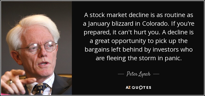 Peter Lynch quote: A stock market decline is as routine as a ...
