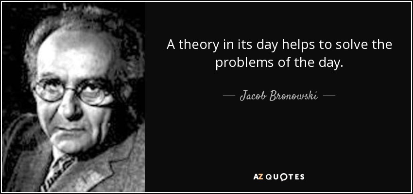 A theory in its day helps to solve the problems of the day. - Jacob Bronowski