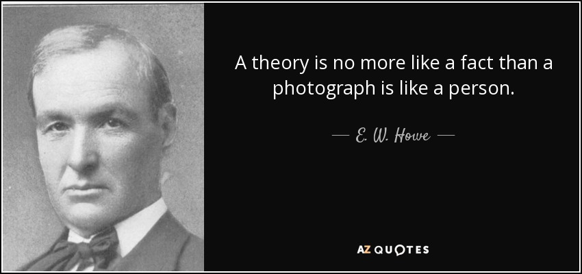 A theory is no more like a fact than a photograph is like a person. - E. W. Howe