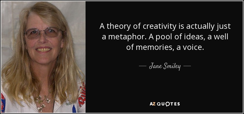 A theory of creativity is actually just a metaphor. A pool of ideas, a well of memories, a voice. - Jane Smiley