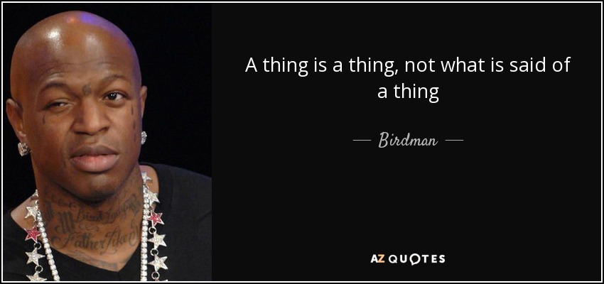 A thing is a thing, not what is said of a thing - Birdman