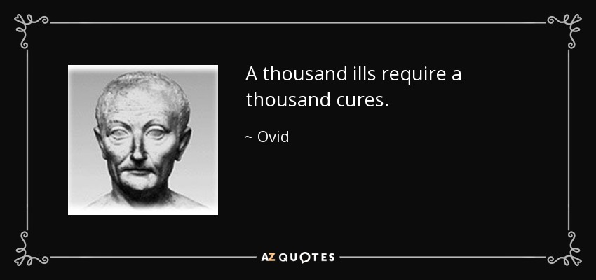 A thousand ills require a thousand cures. - Ovid
