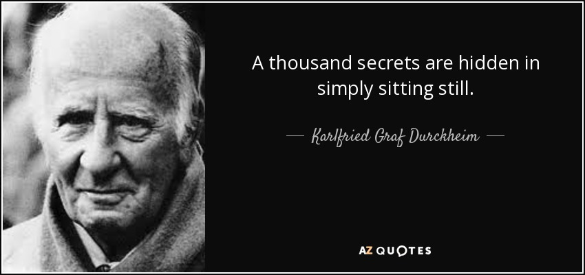 A thousand secrets are hidden in simply sitting still. - Karlfried Graf Durckheim
