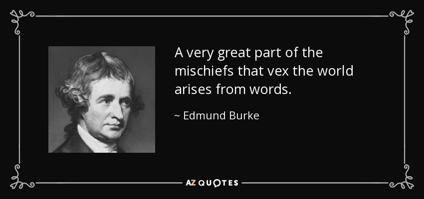 A very great part of the mischiefs that vex the world arises from words. - Edmund Burke