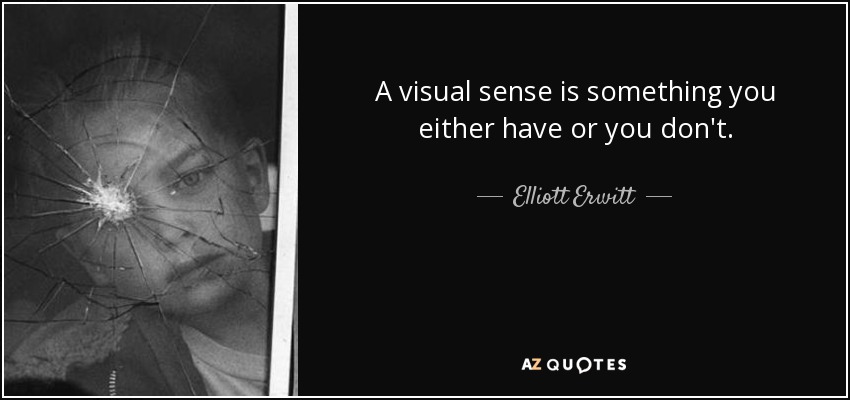 A visual sense is something you either have or you don't. - Elliott Erwitt
