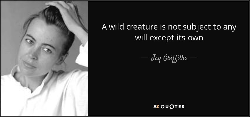 A wild creature is not subject to any will except its own - Jay Griffiths