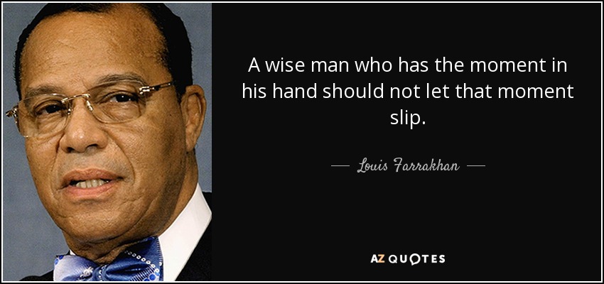 A wise man who has the moment in his hand should not let that moment slip. - Louis Farrakhan