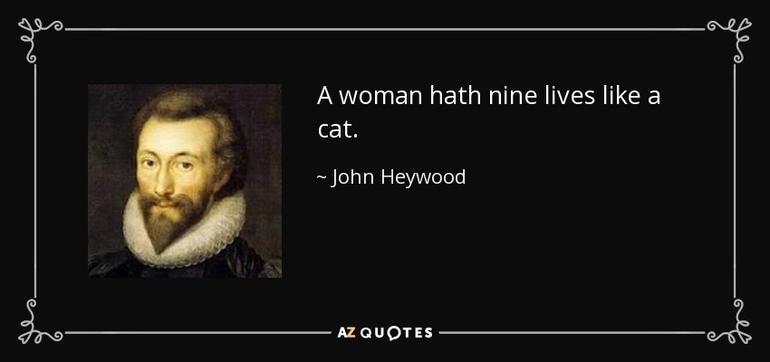 A woman hath nine lives like a cat. - John Heywood