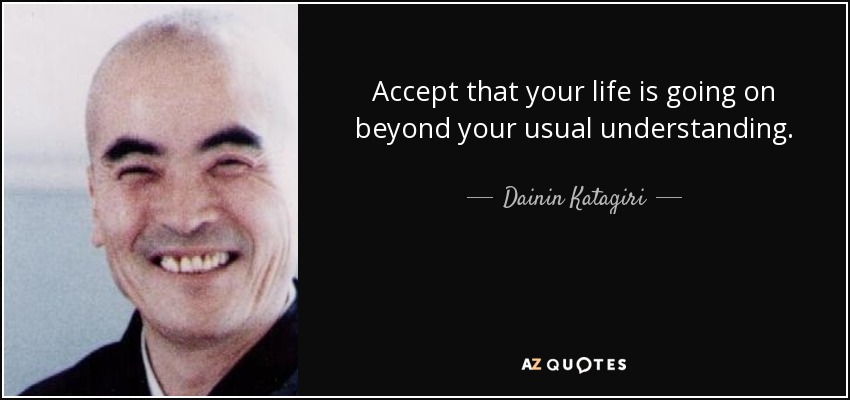 Accept that your life is going on beyond your usual understanding. - Dainin Katagiri