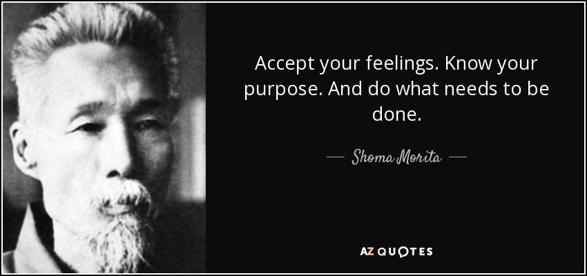 Accept your feelings. Know your purpose. And do what needs to be done. - Shoma Morita