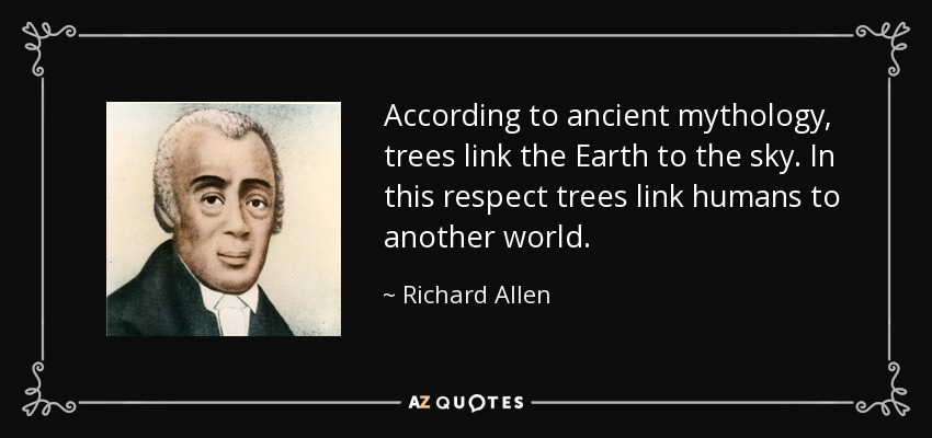 According to ancient mythology, trees link the Earth to the sky. In this respect trees link humans to another world. - Richard Allen