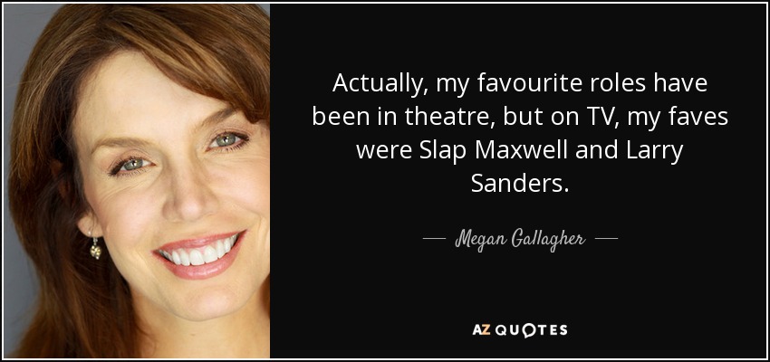 Actually, my favourite roles have been in theatre, but on TV, my faves were Slap Maxwell and Larry Sanders. - Megan Gallagher