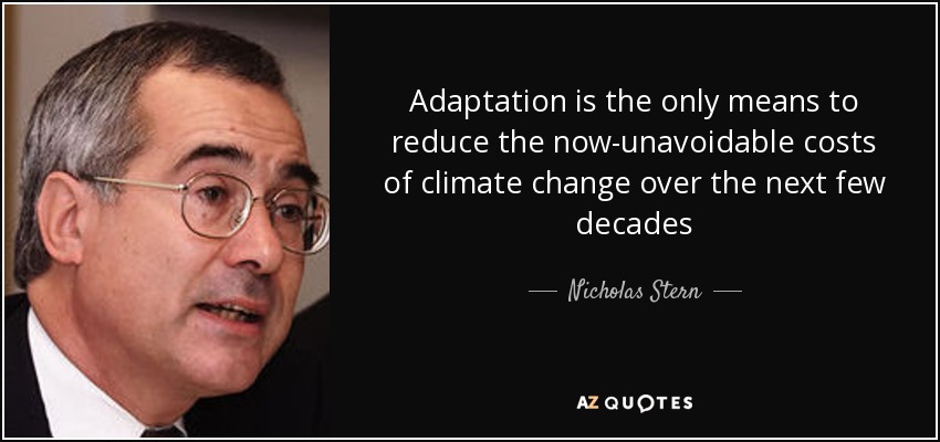 Adaptation is the only means to reduce the now-unavoidable costs of climate change over the next few decades - Nicholas Stern