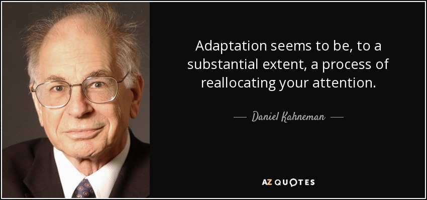 Adaptation seems to be, to a substantial extent, a process of reallocating your attention. - Daniel Kahneman