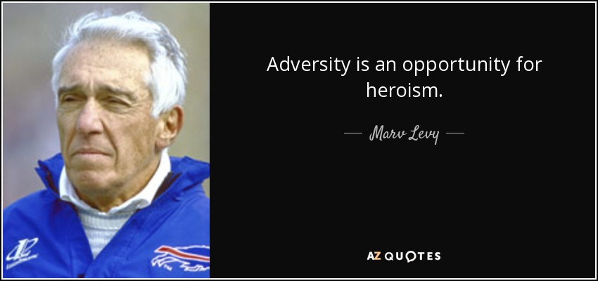 Adversity is an opportunity for heroism. - Marv Levy