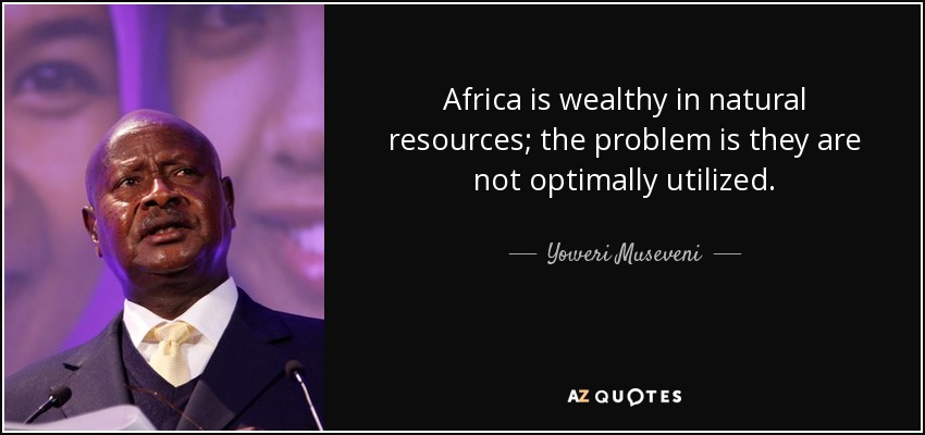 Africa is wealthy in natural resources; the problem is they are not optimally utilized. - Yoweri Museveni