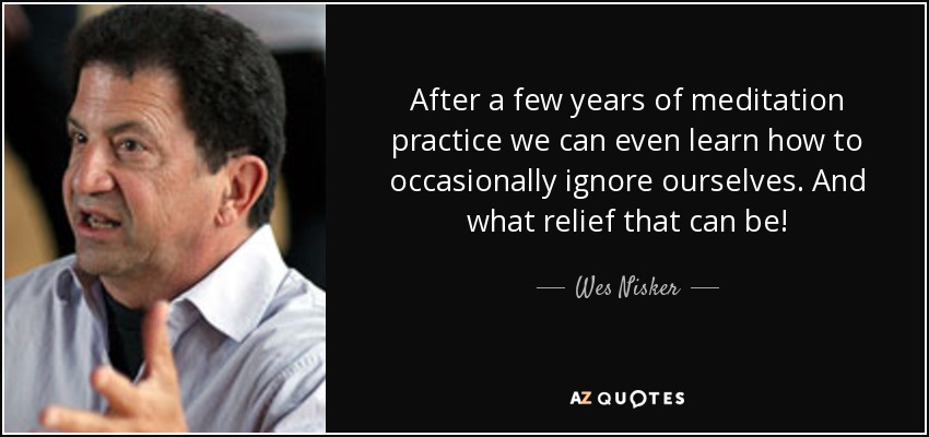 After a few years of meditation practice we can even learn how to occasionally ignore ourselves. And what relief that can be! - Wes Nisker