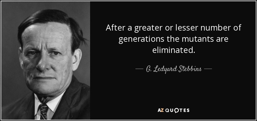 After a greater or lesser number of generations the mutants are eliminated. - G. Ledyard Stebbins