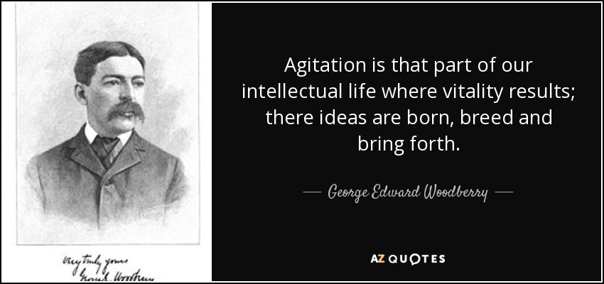 Agitation is that part of our intellectual life where vitality results; there ideas are born, breed and bring forth. - George Edward Woodberry