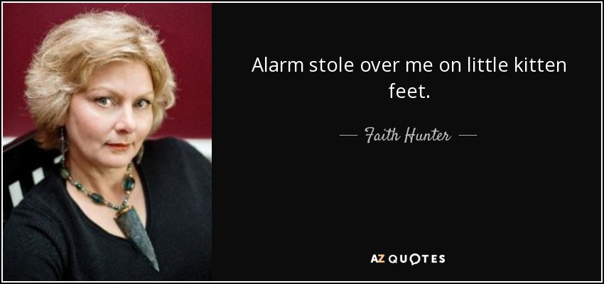 Alarm stole over me on little kitten feet. - Faith Hunter