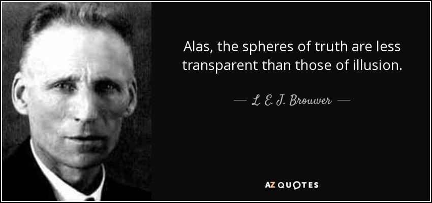 Alas, the spheres of truth are less transparent than those of illusion. - L. E. J. Brouwer
