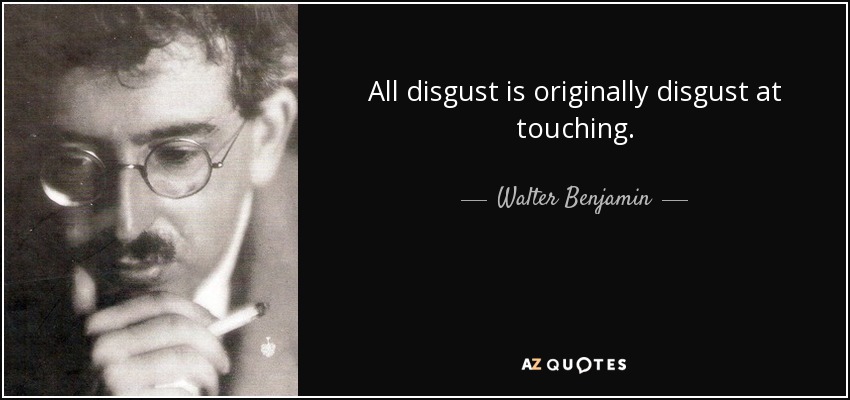 All disgust is originally disgust at touching. - Walter Benjamin