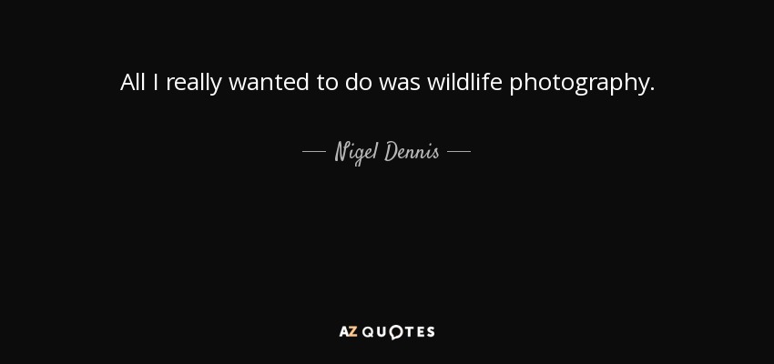 All I really wanted to do was wildlife photography. - Nigel Dennis