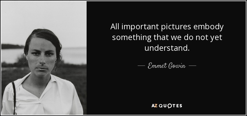 All important pictures embody something that we do not yet understand. - Emmet Gowin