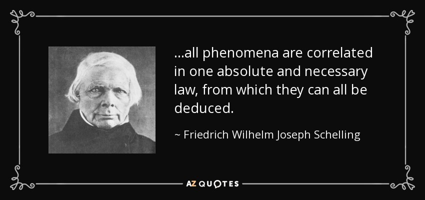 ...all phenomena are correlated in one absolute and necessary law, from which they can all be deduced. - Friedrich Wilhelm Joseph Schelling