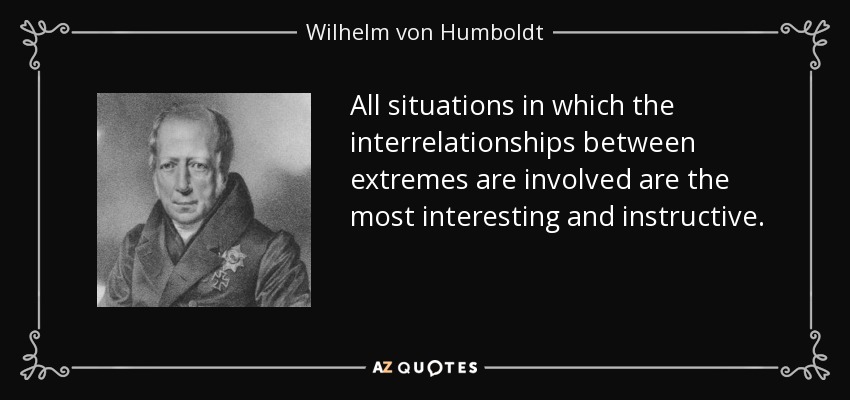 All situations in which the interrelationships between extremes are involved are the most interesting and instructive. - Wilhelm von Humboldt