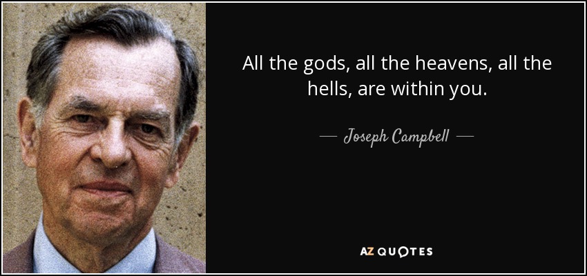 All the gods, all the heavens, all the hells, are within you. - Joseph Campbell