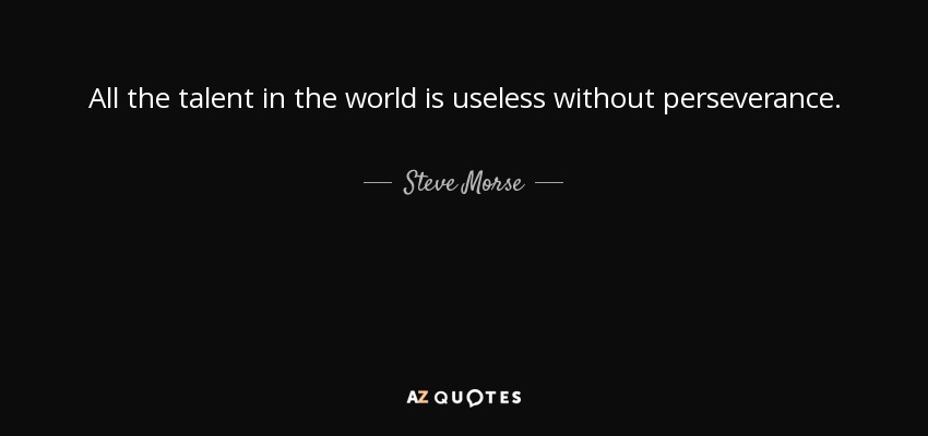 All the talent in the world is useless without perseverance. - Steve Morse