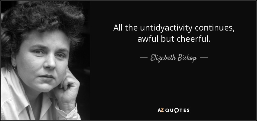 All the untidyactivity continues, awful but cheerful. - Elizabeth Bishop