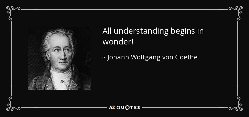 All understanding begins in wonder! - Johann Wolfgang von Goethe