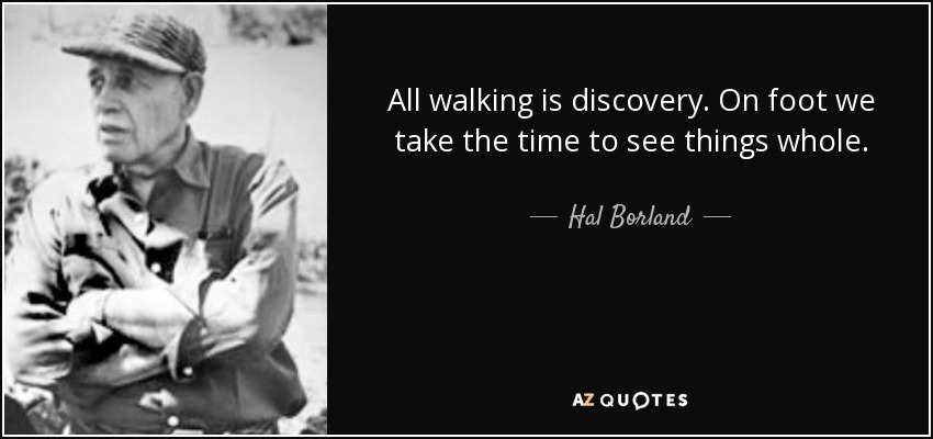 All walking is discovery. On foot we take the time to see things whole. - Hal Borland