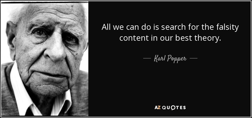 All we can do is search for the falsity content in our best theory. - Karl Popper