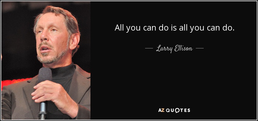 All you can do is all you can do. - Larry Ellison