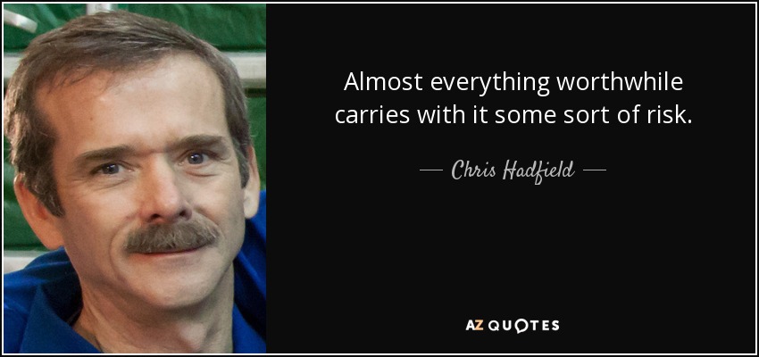 Almost everything worthwhile carries with it some sort of risk. - Chris Hadfield
