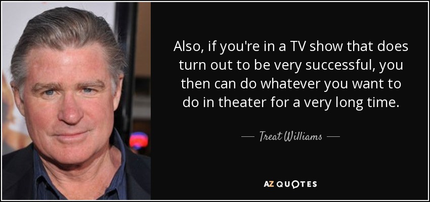 Also, if you're in a TV show that does turn out to be very successful, you then can do whatever you want to do in theater for a very long time. - Treat Williams