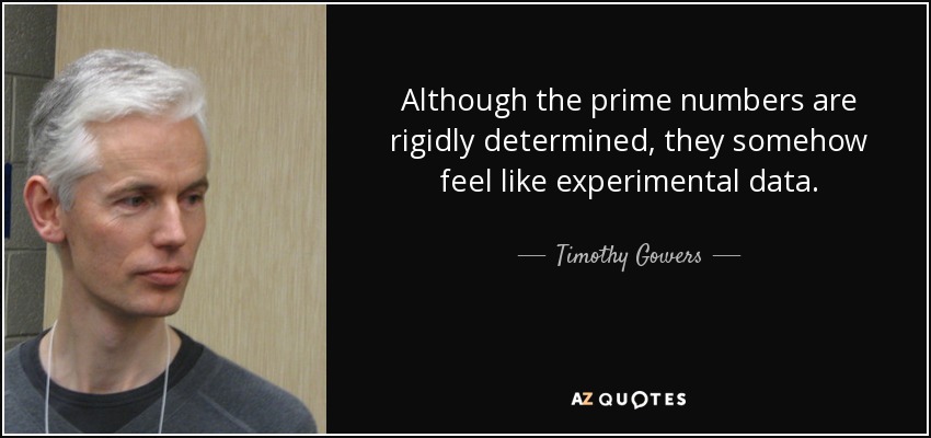 Although the prime numbers are rigidly determined, they somehow feel like experimental data. - Timothy Gowers