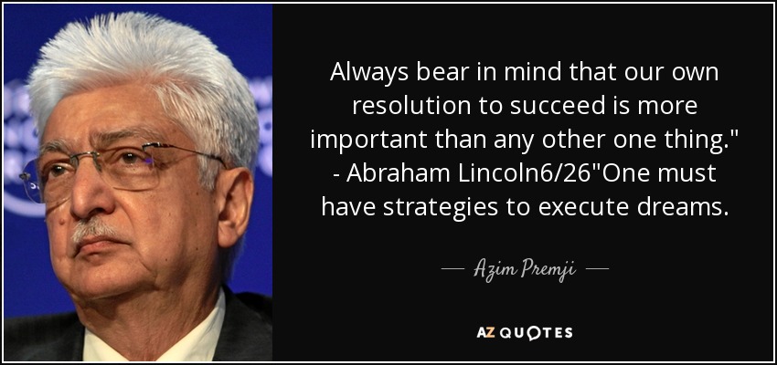 Always bear in mind that our own resolution to succeed is more important than any other one thing.