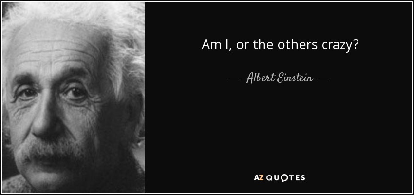 Am I, or the others crazy? - Albert Einstein