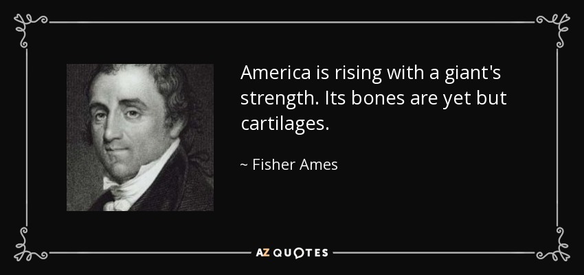 America is rising with a giant's strength. Its bones are yet but cartilages. - Fisher Ames