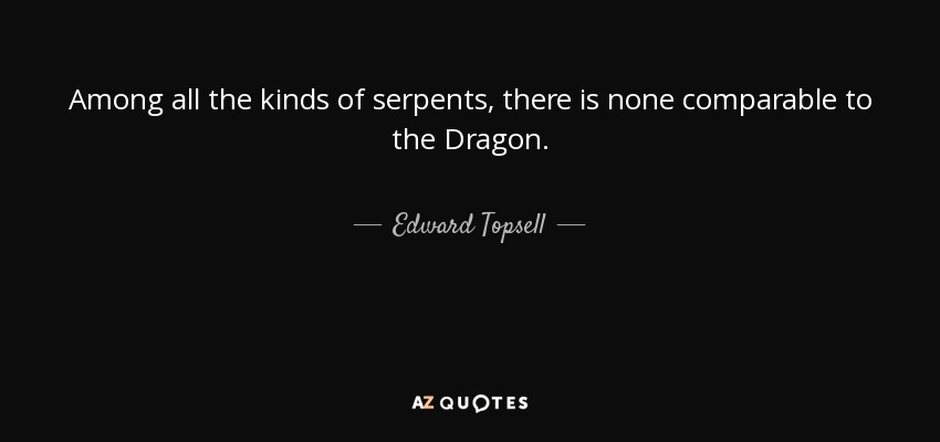 Among all the kinds of serpents, there is none comparable to the Dragon. - Edward Topsell